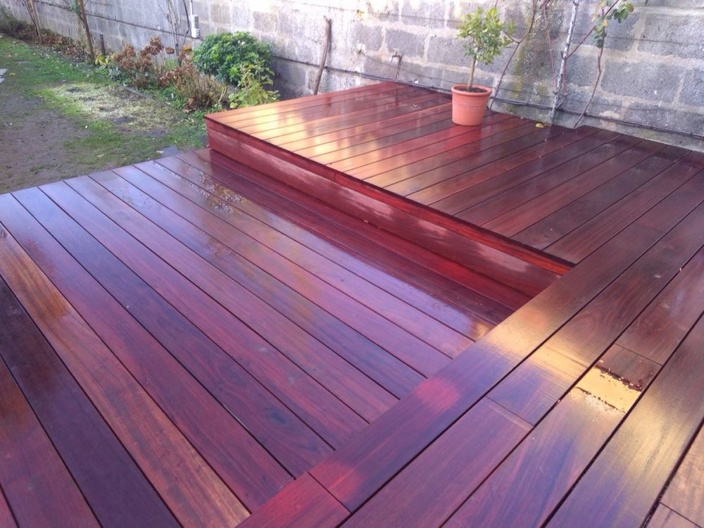 Terrasse bois exotique sur deux niveaux